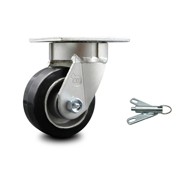 Service Caster 4 Inch Kingpinless Rubber on Aluminum Wheel Swivel Caster with Swivel Lock SCC SCC-KP30S420-RAR-BSL - main